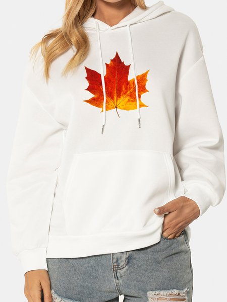 

Unocis Autumn Maple Leaves Graphic Sweatshirt, White, Hoodies
