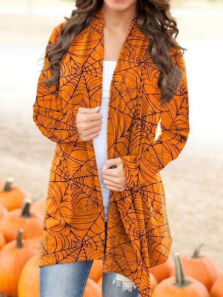 Casual Cardigan, Orange, Outerwear