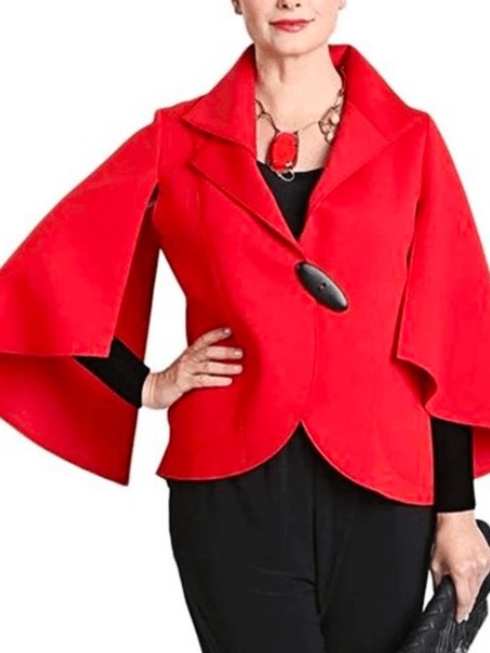 

Fall Non-Stretch Mid-weight Daily Formal Elegant Outerwear, Red, Blazers