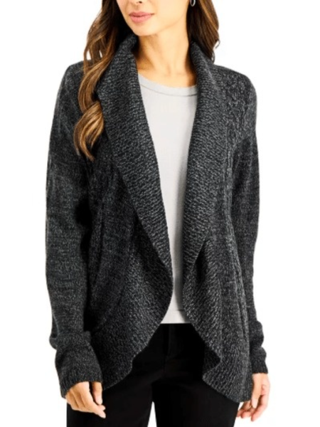 

Fall Slightly stretchy Mid-weight Casual Simple Sweater, Deep gray, Cardigans