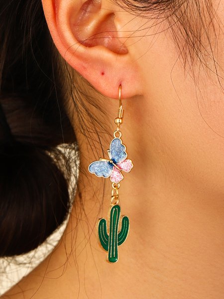 

Cactus Butterfly Earrings, Golden, Earrings