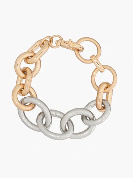 

Personality Simple Two-tone Chain Bracelet, As picture, Bracelets