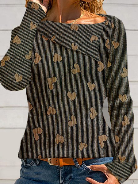 

Misto Cotone Maniche Lunghe Casuale Collo a scialle Camicie & Top, Marrone giallo, Blouses & Shirts