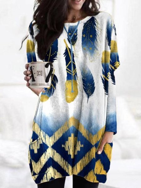 

Casual Long Sleeve Crew Neck Printed Top, Multicolor, Hoodies & Sweatshirts