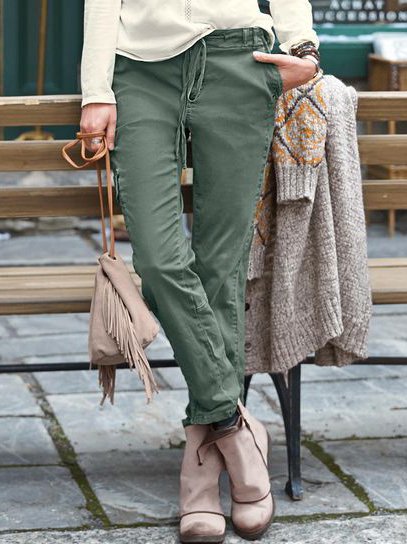 

Solido Casuale Pantaloni, Verde, Pants