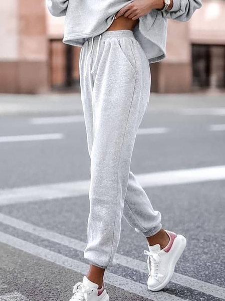 

Plus size Sports Plain Loosen Pants, Gray, Sport Pants