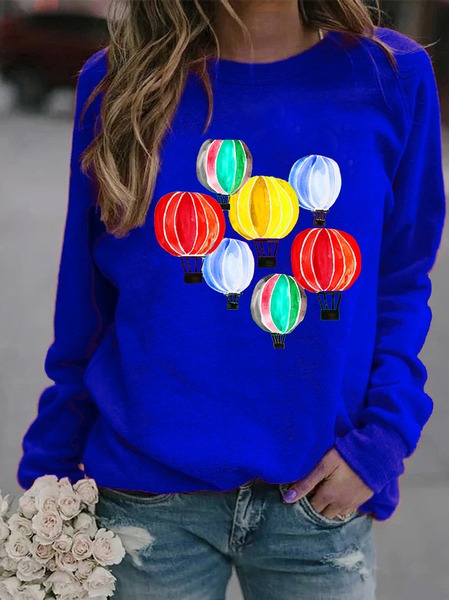 

Crew Neck Loosen Sweatshirt, Blue, Hoodies & Sweatshirts