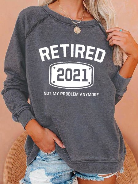 

Retired 2021 Women's Crew Neck Sweatshirt, Gray, Hoodies&Sweatshirts