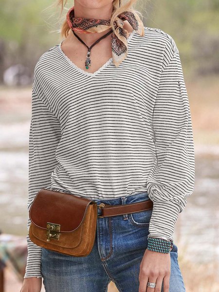 

V Neck Casual Shirts & Tops, Gray, Tops