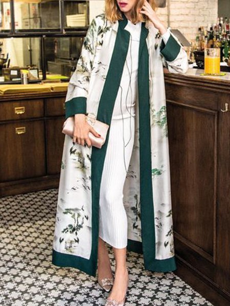 

Vacation Printed Long Sleeve Outerwear, As picture, Outerwear