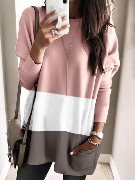

Multicolore Allentare Casuale Top, Rosa, Tops