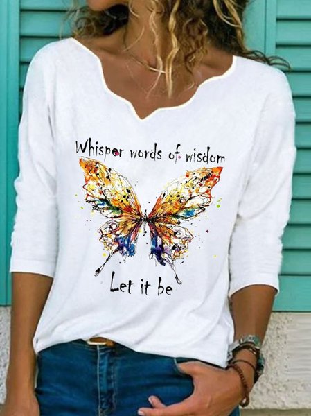 

Butterfly Loosen Shirts & Tops, White, T-Shirts