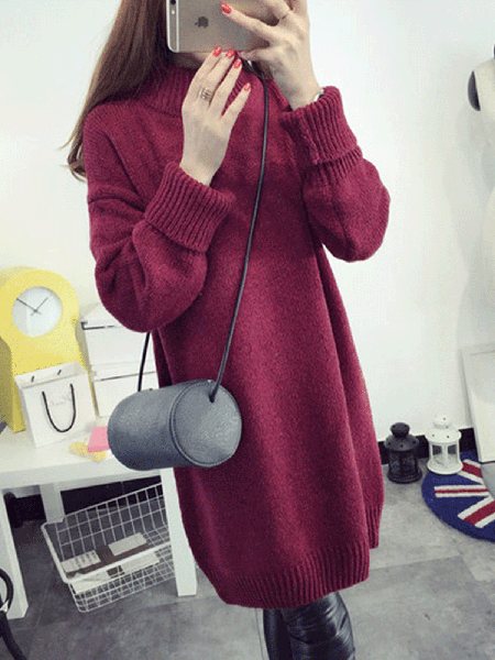 

Solido Casual Midi Abito, Vino rosso, Midi Dresses