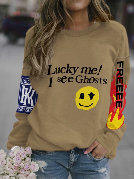 

Lucky Me I See Ghost Women's Loosen Hoodie, As picture, Hoodies&Sweatshirts