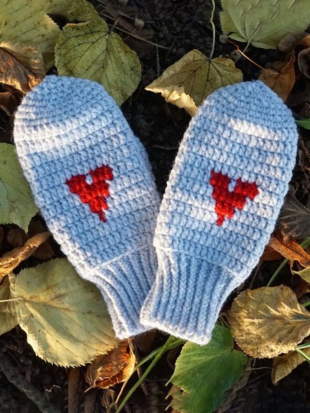 

Crochet Love Heart Gloves, As picture, Gloves