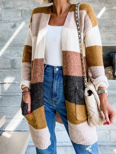 

Casual Long Sleeve Outerwear, Multicolor, Cardigans