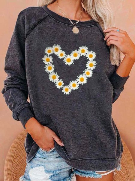 

Raglan Sleeve Casual Loosen Cotton Blends Sweatshirts, Deep gray, Hoodies & Sweatshirts