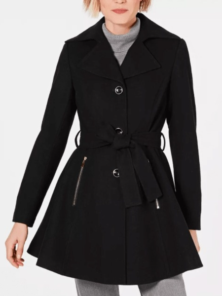 

Fall Plain Non-Stretch Work Formal Daily Long sleeve Outerwear, Black, Coats