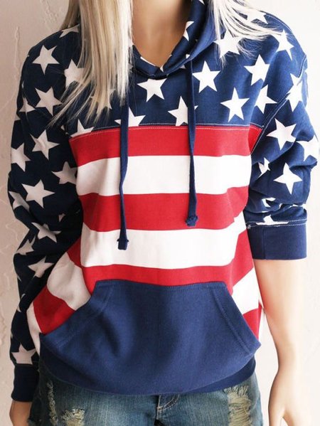 

Striped Star USA Flag Regular Fit Cotton Blends Sweatshirt, Blue, Auto-clearance