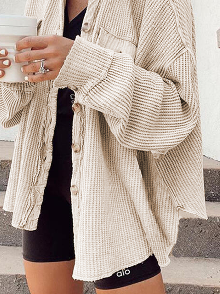 

Casual Long Sleeve Outerwear, Apricot, Outerwear