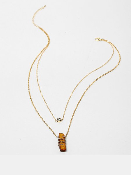 

Vintage Zircon Natural Stone Double Necklace, Necklaces
