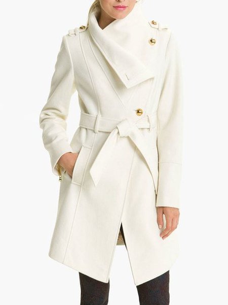 

Regular Fit Plain Elegant Outerwear, White, Coats