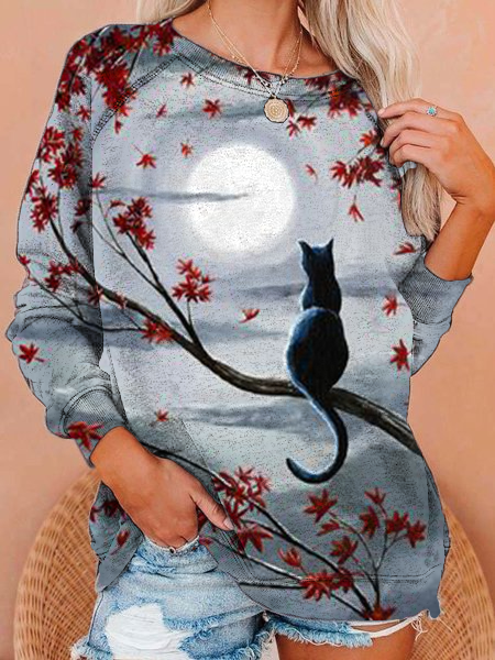 

Casual Long Sleeve Loosen Sweatshirt, Gray, Hoodies & Sweatshirts