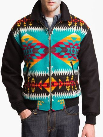 

Vintage Native Pattern Lapel Jackets, Blue, Jackets & Coats