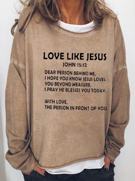 

Love Like Jesus Faith Religion Polyester Cotton Casual Sweatshirt, Khaki, Hoodies&Sweatshirts