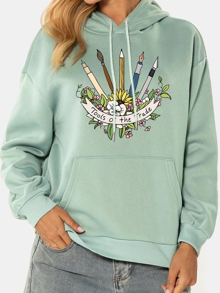 

Unocis Floral Print Hooded Long Sleeve Sweatshirt, Green, Hoodies