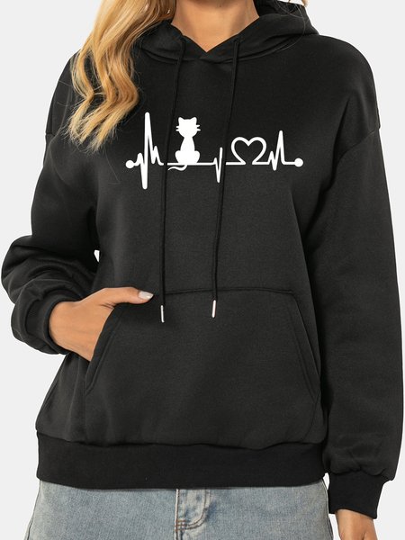 

Unocis Cat Heartbeat Element Hoodie, Black, Hoodies