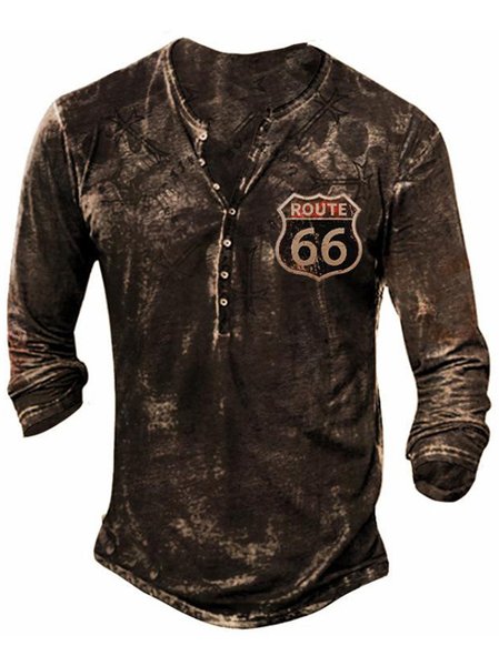

U.S. Route 66 & Whisky Print Men's T-shirt, Color3, Hoodies&Sweatshirts