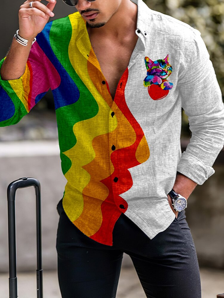 

Shirt Collar Cotton Casual Shirts & Tops, As picture, Blouses&Shirts