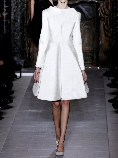 

Sweet Elegant Slim Fit Vintage Outerwear, White, Mini Dresses