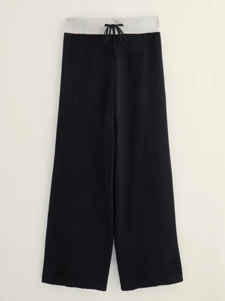 

Contrast Casual Loose Pants, Black, Pants