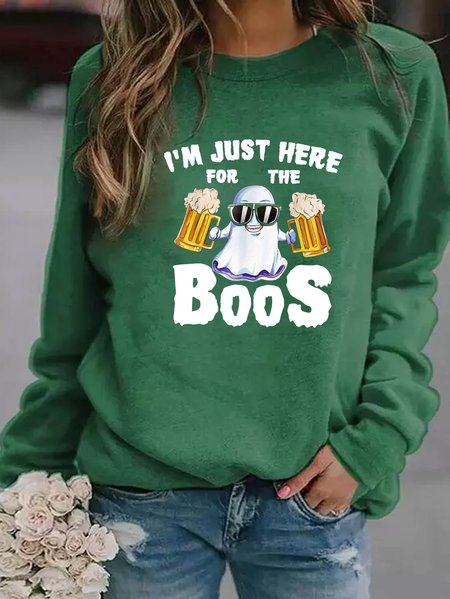 

I’m Just Here For The Boos Halloween Ghost Boo Drinking Sweatshirt, Green, Hoodies&Sweatshirts