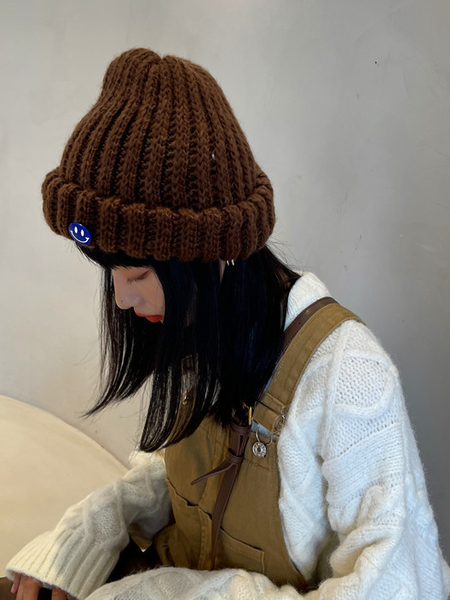 

スマイルニット帽子, Coffee, Women Hats