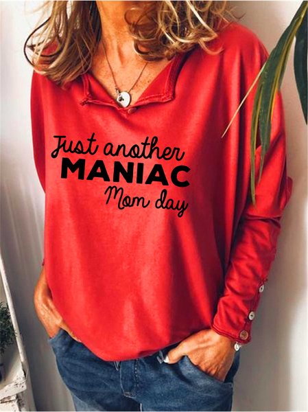 

Just Another Manic Mom Day V-neck sweatshirt, Red, Hoodies&Sweatshirts