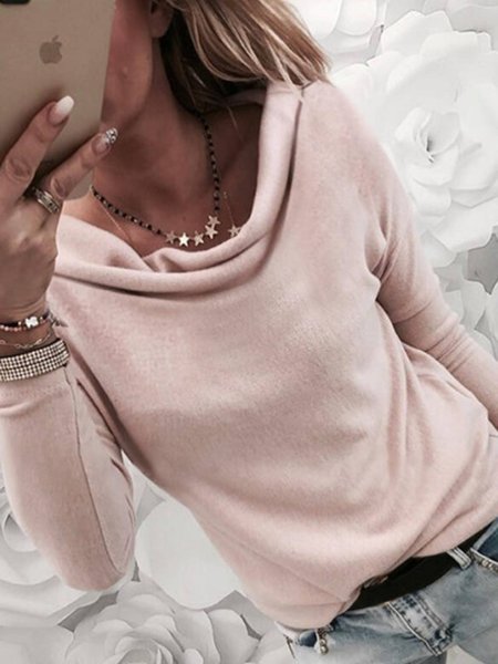 Casuale Maniche Lunghe Top, Rosa, Blouses & Shirts