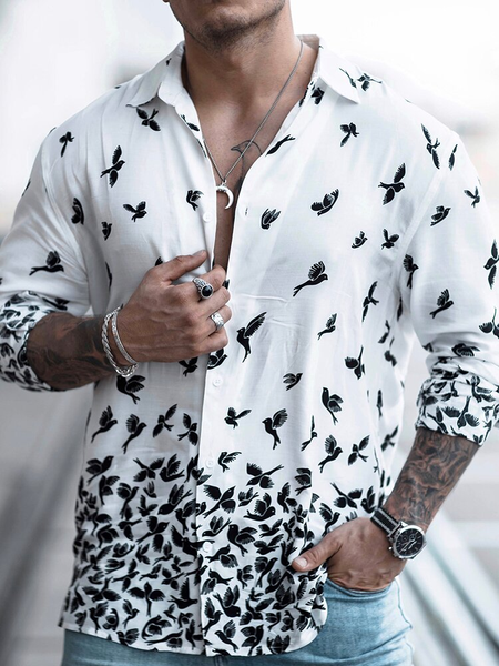 

Shirt Collar Long Sleeve Casual Shirts & Tops, As picture, Blouses&Shirts