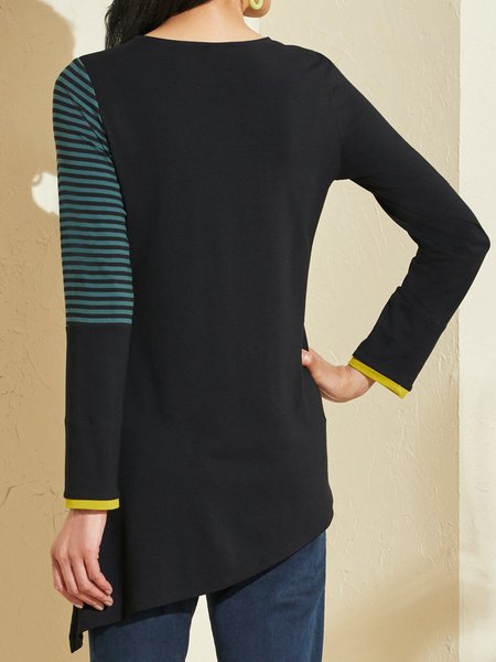 

Crew Neck Striped Casual Shirts & Tops, Green, Tunics