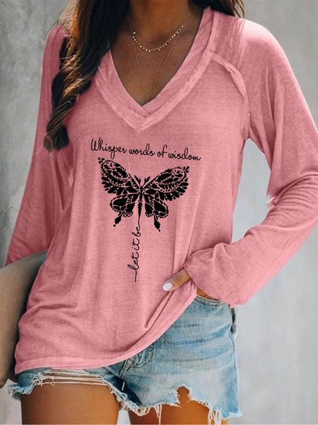 

Whisper Words Of Wisdom Let It Be Hippie Butterfly Women's long sleeve Sweatshirt, Pink, Long sleeves