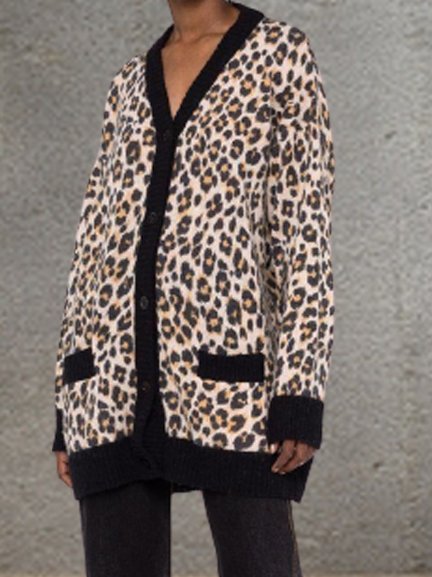 

Vacation,Statement Animal Vacation V Neck Outerwear, Multicolor, Cardigans