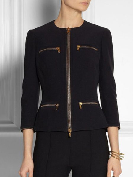 

Formal Elegant Solid Jacket, Black, Blazers