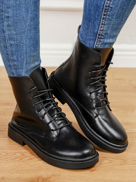 

Casual Simple Plain Martin Boots, As picture, Boots