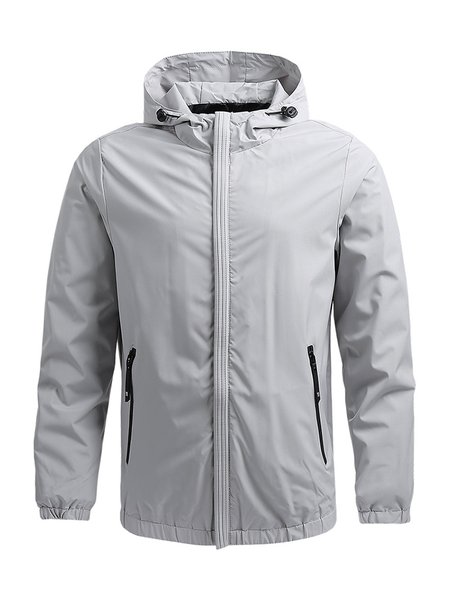 

Men's Full Zip Hooded Jacket Windbreaker, Gray, Jackets & Coats