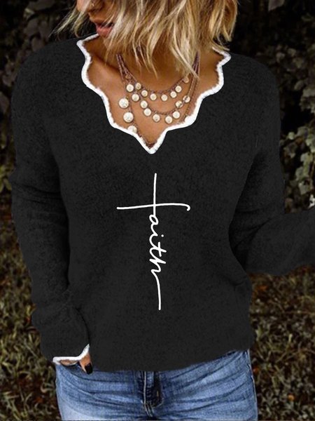 

Regular Fit Letter Sweater, Black, Knitwear & Sweaters