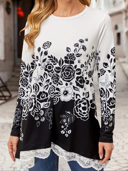 

Floral Shirts & Tops, Black-white, Tunics