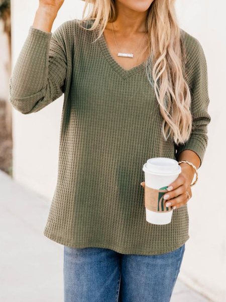 

Scollo a V Allentare Top, Verde militare, Blouses & Shirts