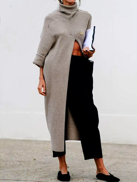 

Sexy Raglan Sleeve Dresses, Deep gray, Midi Dresses